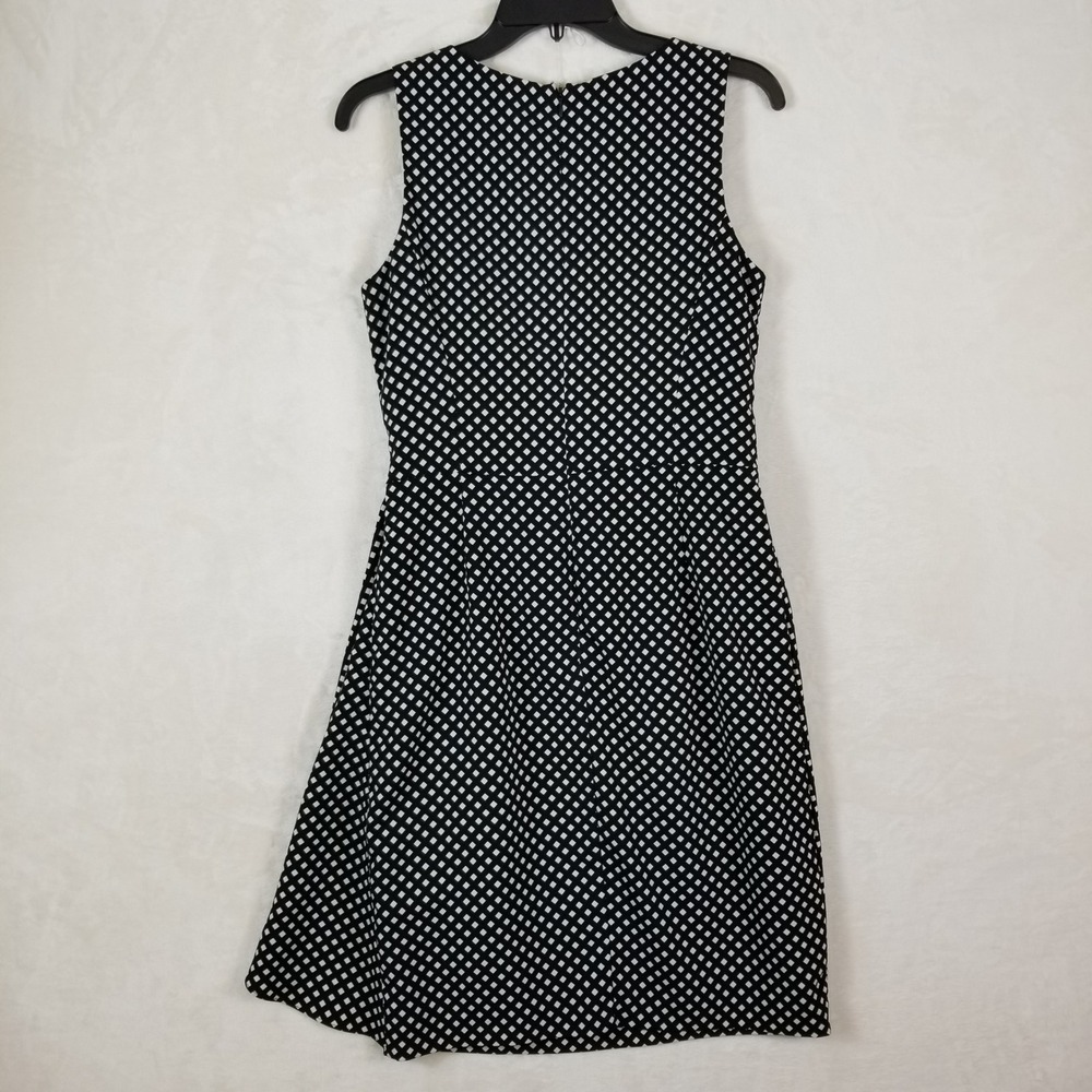 Lauren Ralph Lauren Black White Diamond Print Faux Wrap Ruffle Sheath Dress 6 - Picture 2 of 7